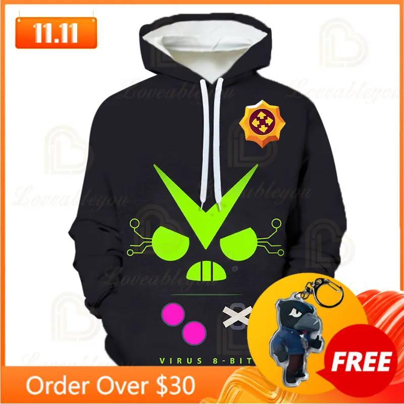 8 битный Спайк ворона с рисунками из игр толстовки Leon съемки игры 3D свитер