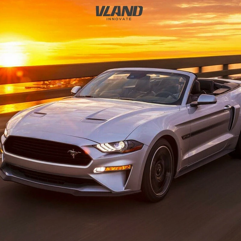 VLAND factory для автомобильных фар для MUSTANG, полный светодиодный фонарь на голову,,,, двухлучевые линзы, светодиодный фонарь дальнего и ближнего света