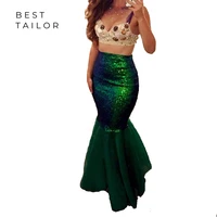 green mermaid sequins skirt trumpet underskirt special occasion wear seperate skirt sexy prom dress accessories marriage