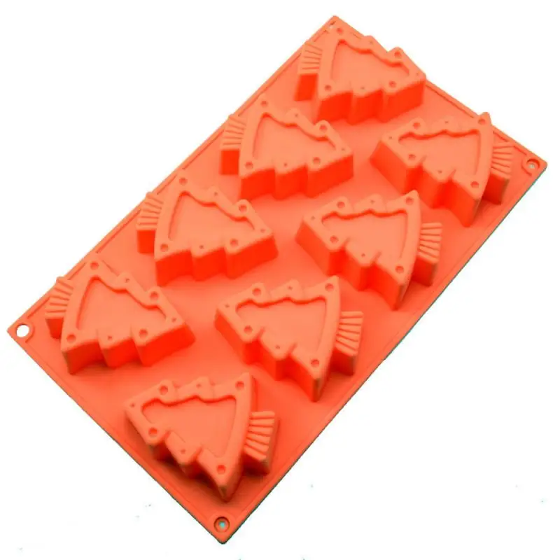 

1pcs Food grade Silicone Christmas Tree Cake Mold 8 Grids Christmas Soap Jelly Ice Tray for Halloween Party Decoration
