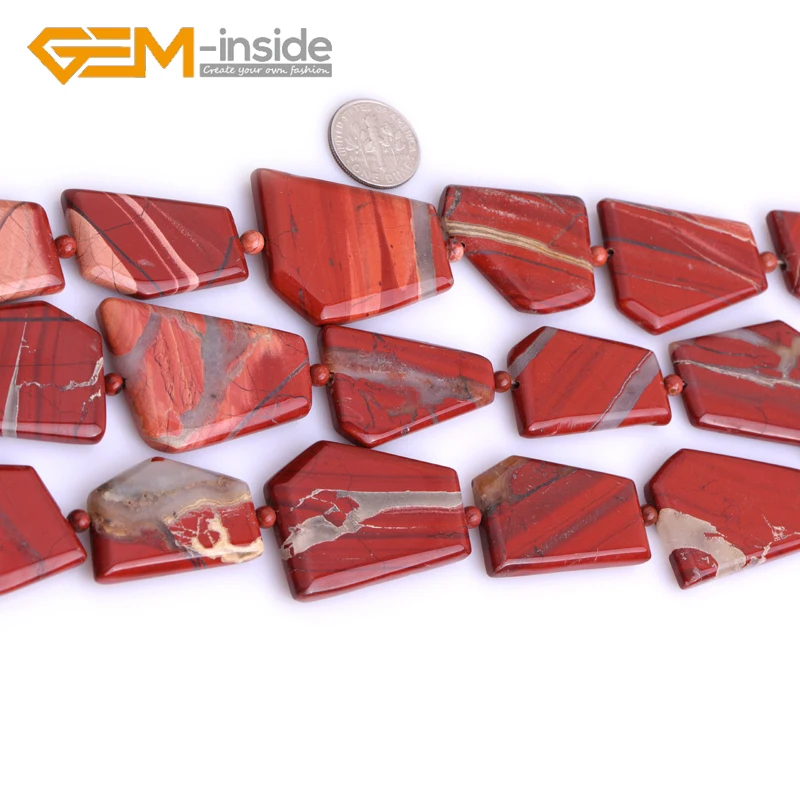 Gem-inside 25x30 мм,, красные бусины Jaspe r, бусины из натурального камня, свободные бусины для изготовления ювелирных изделий, нить 15 дюймов, Сделай сам