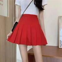 pleated skirt female summer high waist solid color college style half length short skirt anti lighting short skirt was thin