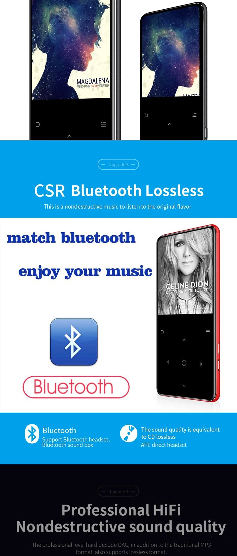 C6 Bluetooth 5,0 MP3-плеер 2,4 дюймов Встроенный динамик с fm-радио Запись видео портативный тонкий звук без потерь walkman