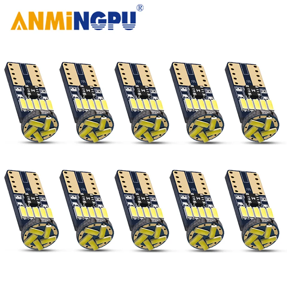 ANMINGPU 10 шт. W5W Светодиодная лампа T10 Led 501 194 12 В 4014SMD автомобильная светодиодная