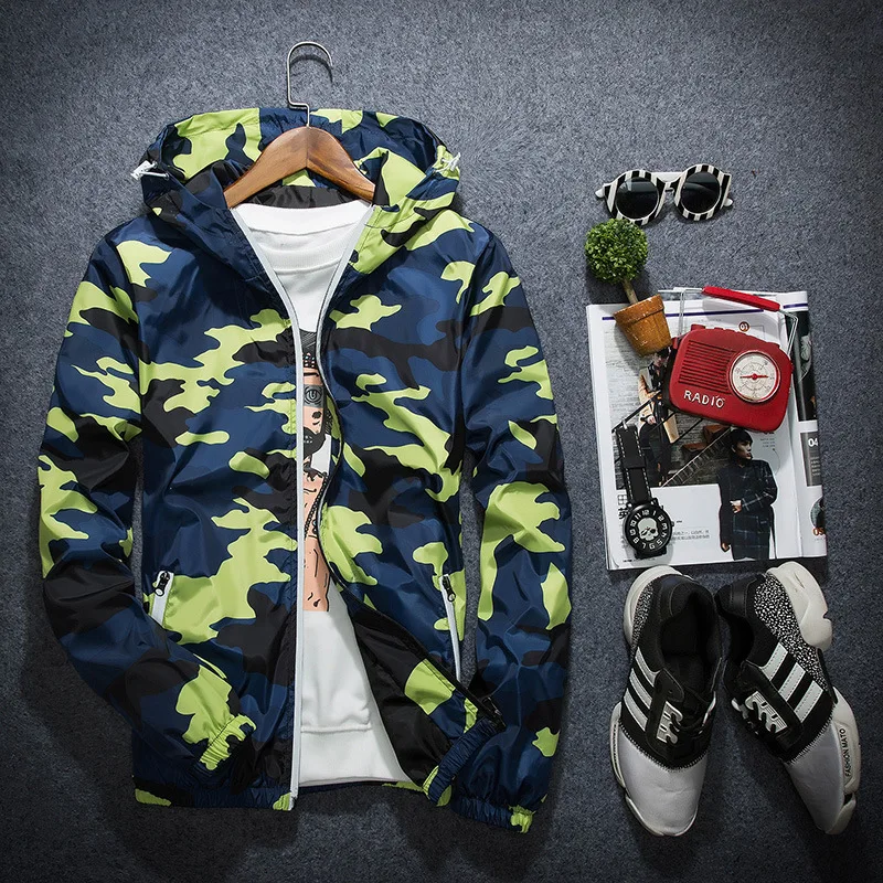 Zogaa 2019 Men's Reflective Jacket Camouflage Hooded Coats Spring Autumn Baseball Uniform Jackets plus Size M-5XL Men | Мужская