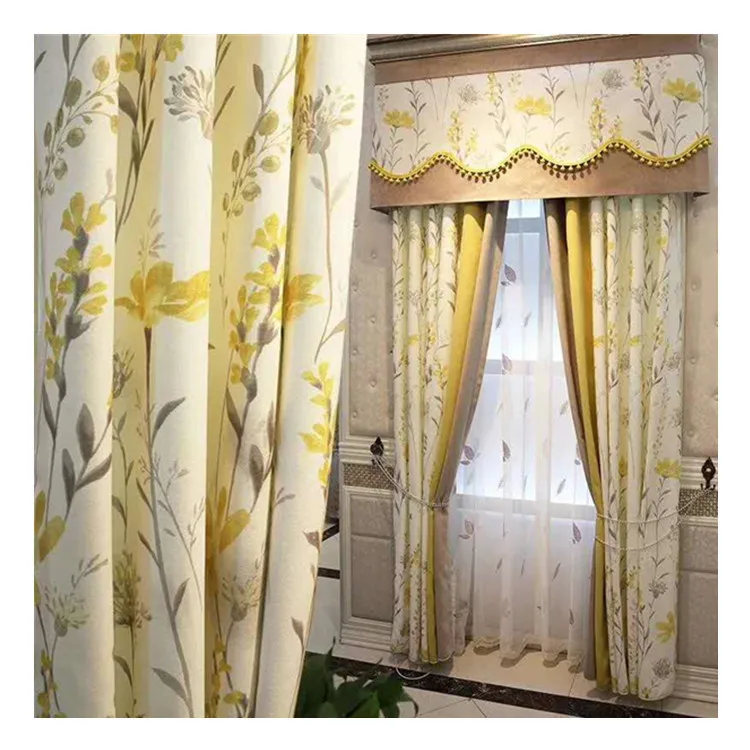 

American Small Fresh 2021 New Garden Small Floral Printing Blackout Curtain Cloth Curtains for Living Dining Room Bedroom Study