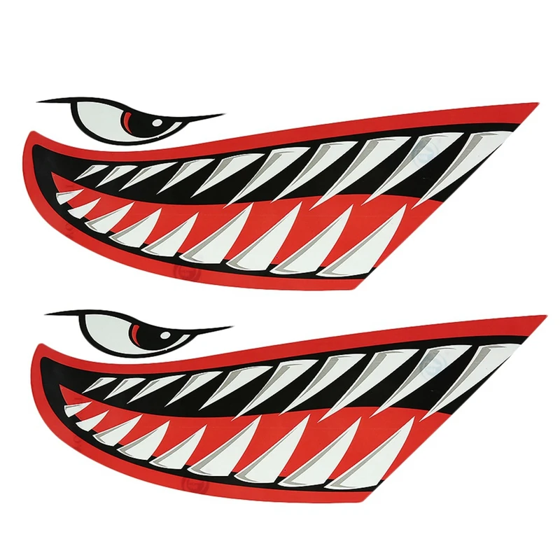 2pcs Waterproof Kayak Sticker Diy Shark Teeth Mouth Stickers Boat Car Truck Accessories |