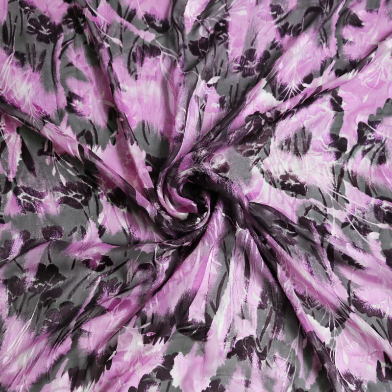 100 см * 110 3d жаккард Шелк Марля сиреневый черный платье юбка материал натуральный |