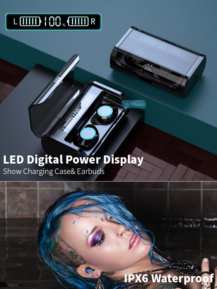 Mr. Yikuu Bluetooth 5,0 наушники с 4000 мАч power Bank зарядный чехол как глубокий басовый вкладыш настоящие беспроводные наушники для смартфона