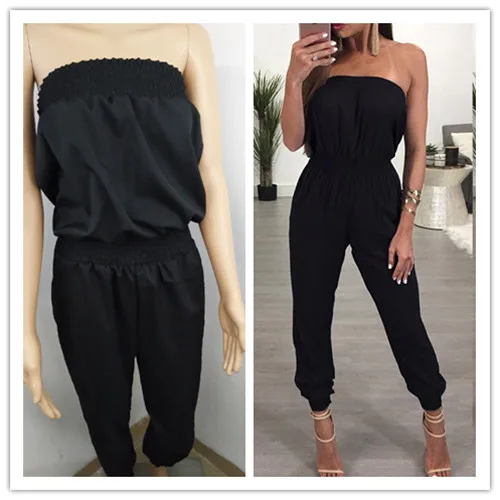 

New Women Casual Off-Shoulder Wide Leg Jumpsuit Fashion Ladies Summer Sleeveless Playsuit Bodycon Party Trousers Jumpsuit
