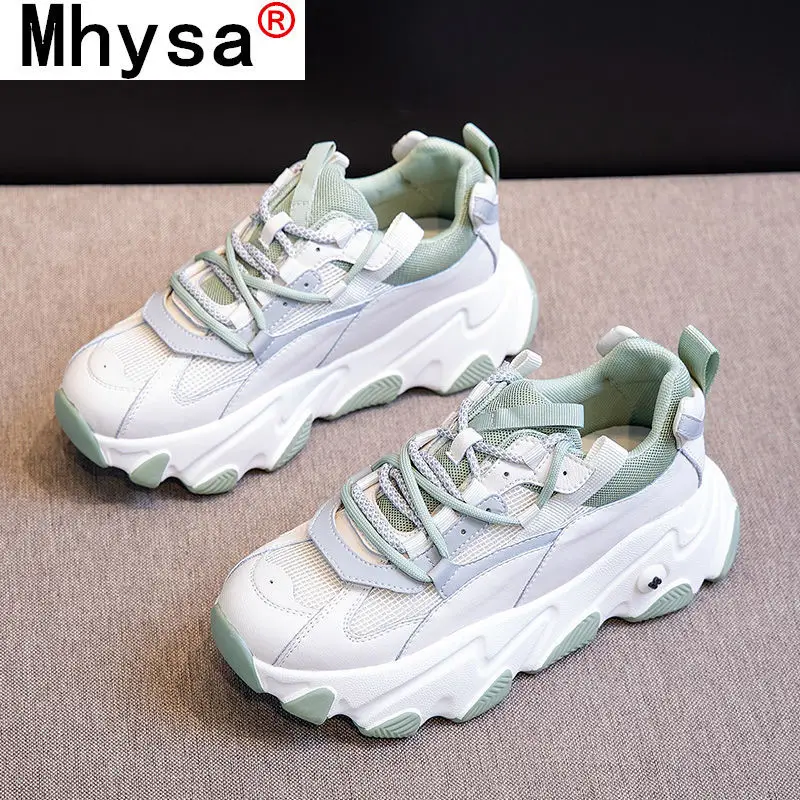 

2021 Autumn New Women's Vulcanize Shoes Platform Sneakers Fashion Lace Up Casual Walking Shoes Woman Tennis Basket Chunky Shoes