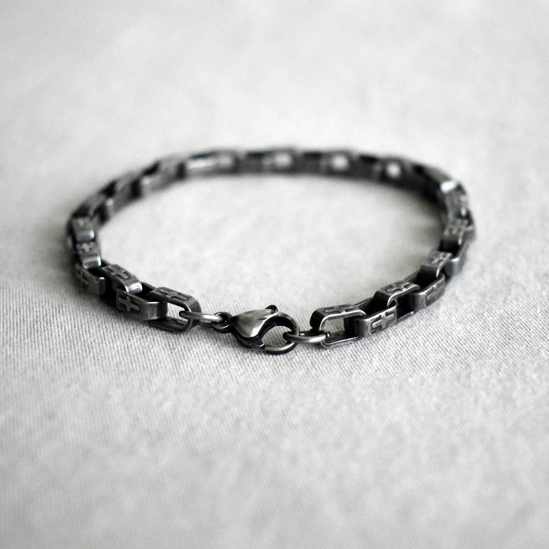 Винтажные окисленные крутые геометрические браслеты-цепочки для мужчин из