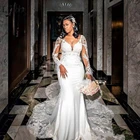 Скромные африканские кружевные свадебные платья-русалки 2020 свадебное платье с длинным рукавом винтажные Свадебные платья Robe De Mariage