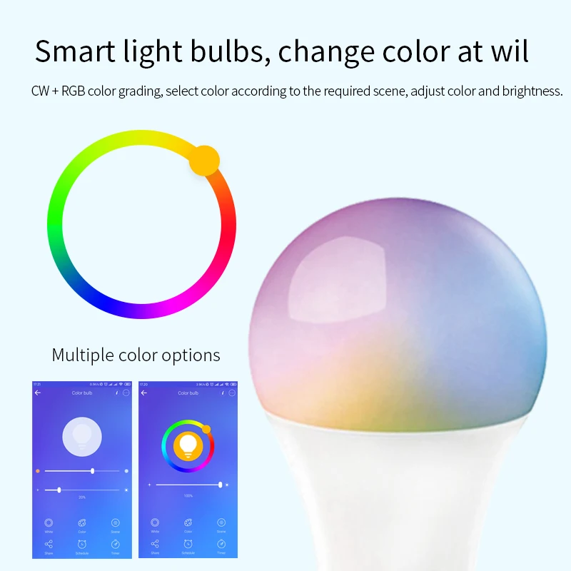 

eWeLink RGB+CCT Smart Light Bulb WiFi Smart Bulb 85-265V 806LM E27/E26 Voice Control Work With Alexa Google Home