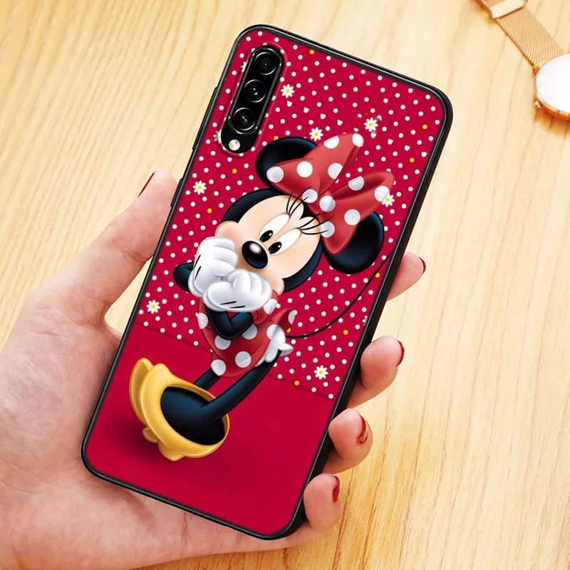Black Soft Minnie Mouse For Samsung Galaxy A90 A80 A70 A70S A60 A50 A40 A30 A30S A20S A20E A10 A10E Phone Case