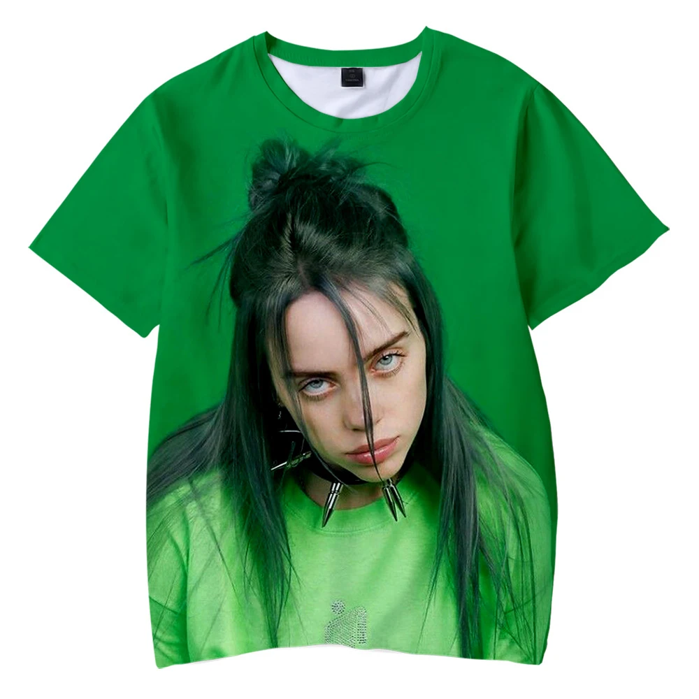 kids shirt 1 Детская футболка Billie Eilish/футболки с 3D принтом для маленьких мальчиков и девочек летние футболки с короткими рукавами футболки унисекс, Детский костюм - Цвет: kids shirt 1