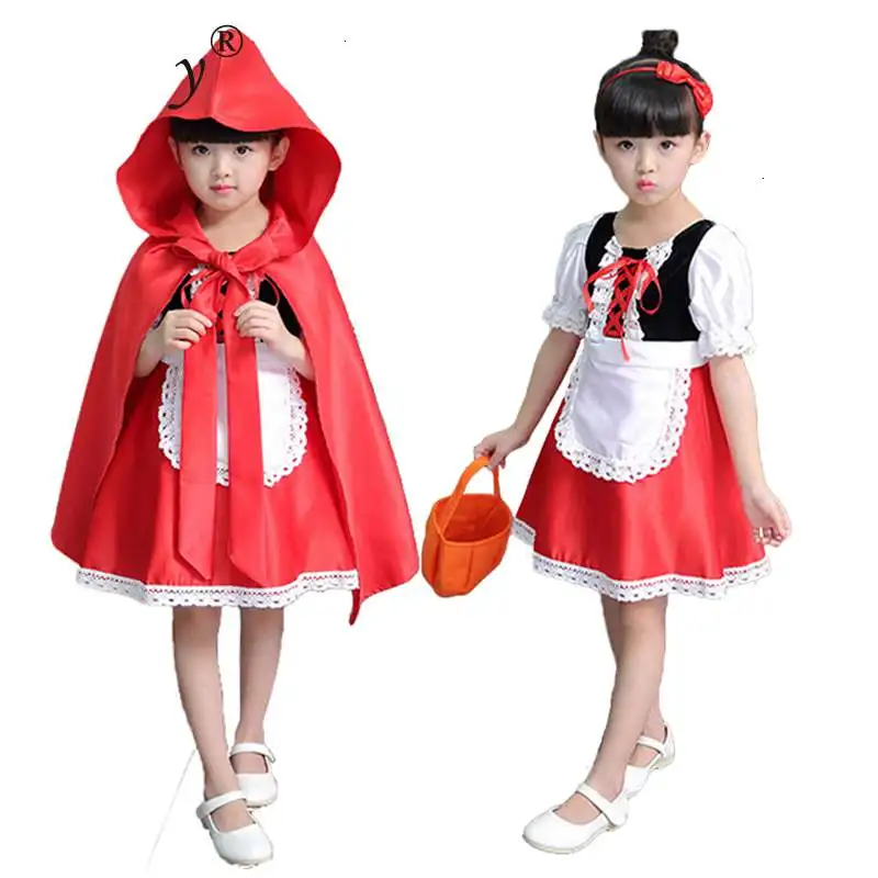 

2020 Little Red Riding Hood Cosplay costume for kids dress Halloween Carnival Fantasia Party girls Fancy Dress children party