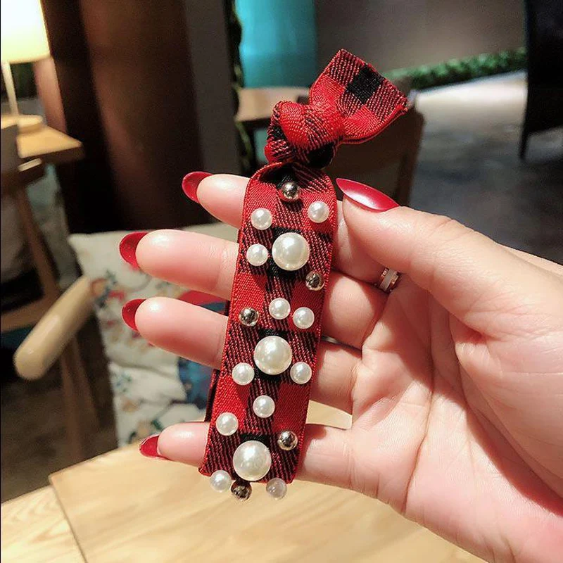 INS резинка для волос с жемчугом Радуга Vsco девушки отпуска stlye дизайнерские