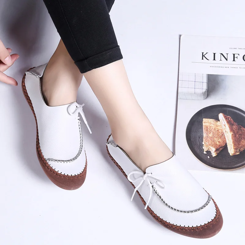  Белые ботинки без шнуровки удобная обувь на плоской подошве женские большие