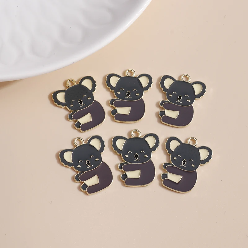 10pcs 21*21 Enamel Koala Charms for Jewelry Making DIY Cute Mini Animal Necklaces Pendants Earrings Handmade Accessories - купить по