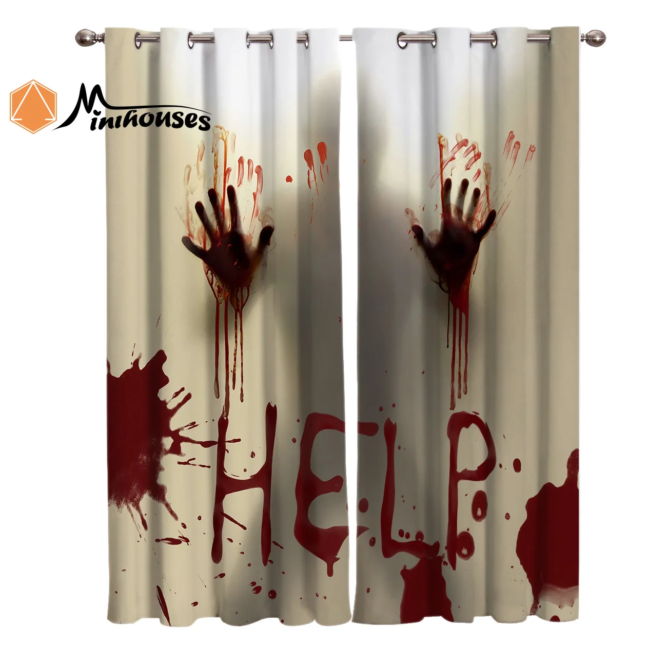 Хэллоуин помощь ужас брызги крови страшные занавески s окна гостиной Кухня