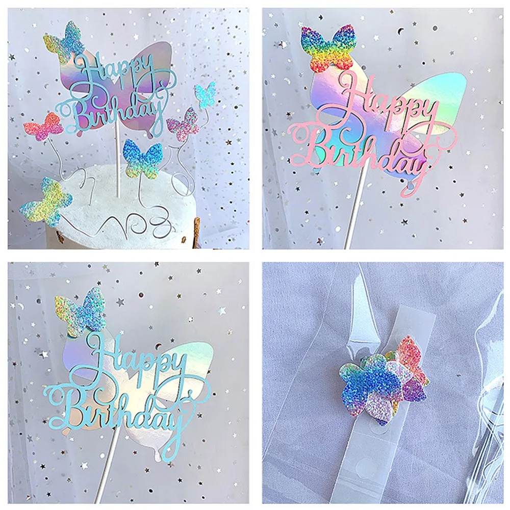 Бабочка торт фигурки жениха и невесты Градиент Цвет нетканый вставить карту