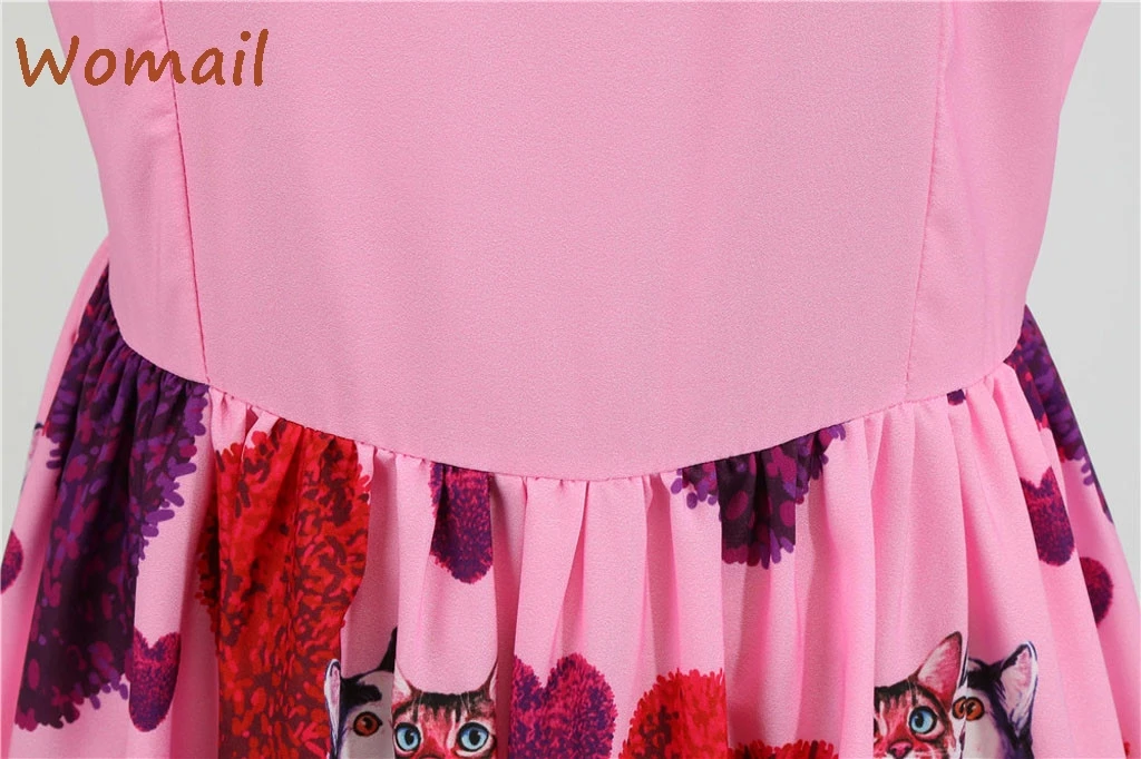 Женские платья в винтажном стиле на День святого Валентина с принтом сердца