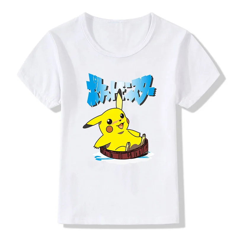 

Pokemon Funny Pikachu Kids T-shirt Summer Boys Girls Anime Figures Print T Shirt Cute Children Short-sleeved Clothing Tops Tees