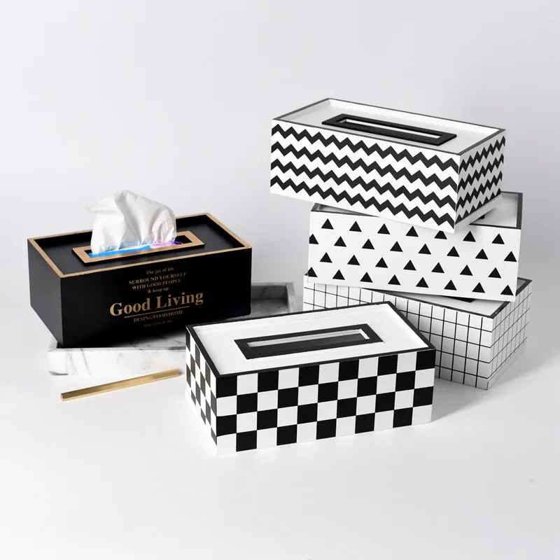 

Simple Modern Nordic Style Wooden Tissue Box Living Room Tea Table Napkin Paper Extraction Box Ins Creative Household Tissue Box