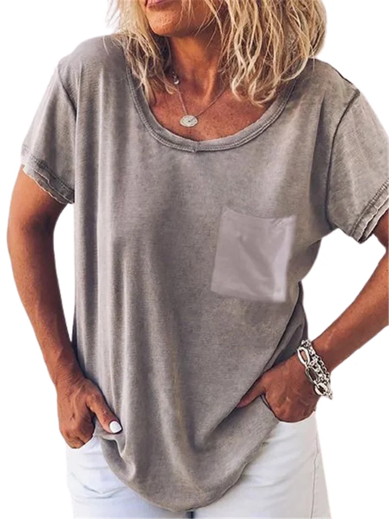 Female O-Neck Oversized T-Shirt Women Short Sleeve T-Shirts Summer Streetwear Sport Loose Tops Casual Gray Tee | Женская одежда