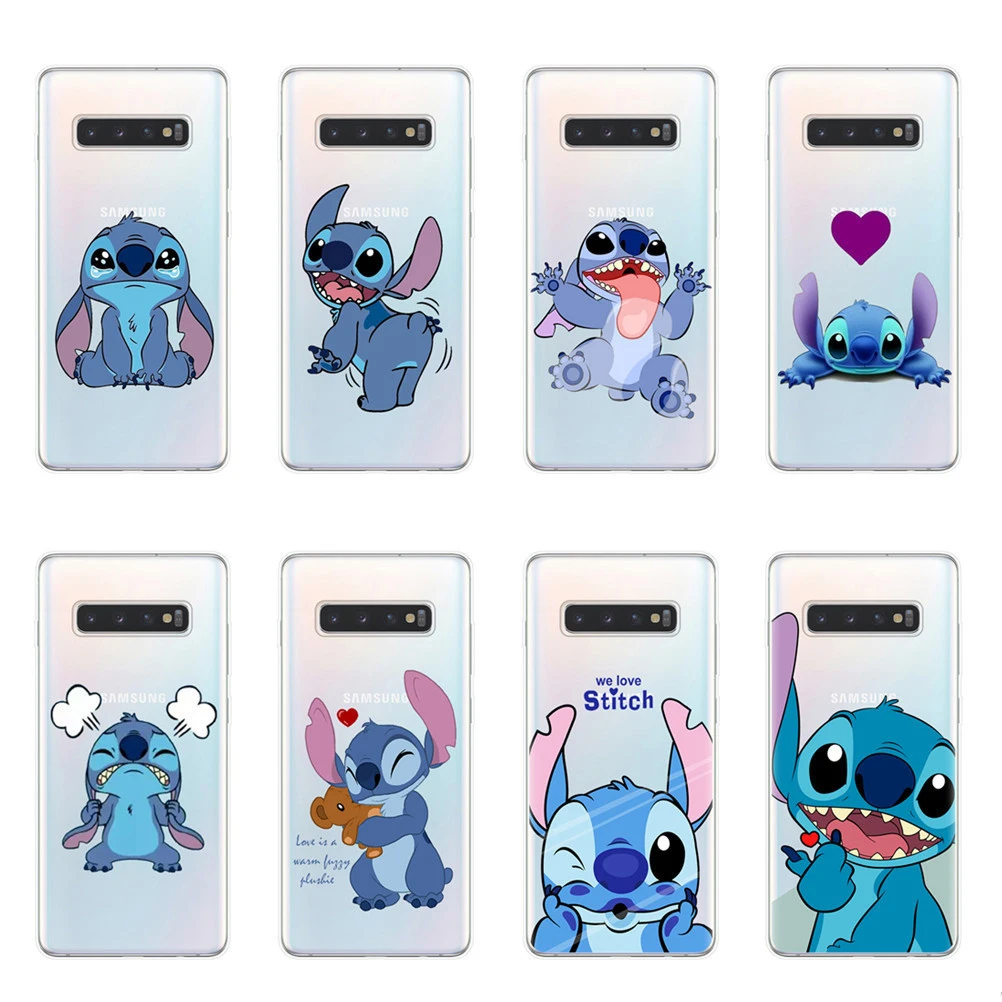 Милые чехлы для телефонов Disneys Stitch для samsung S10 S9 S8 Plus S10e 5G S6 S7 Edge S10Lite, Прозрачная силиконовая Мягкая задняя крышка
