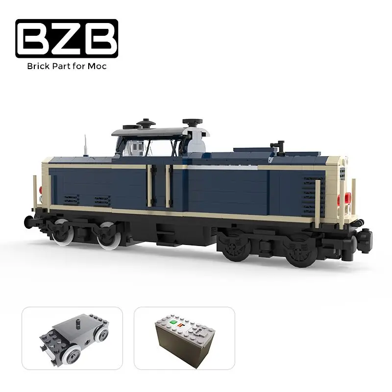 

BZB MOC City High Tech Electric Train V100 German Cargo Locomotive Train Track Building Block Kids Toys DIY Bricks Best Gifts