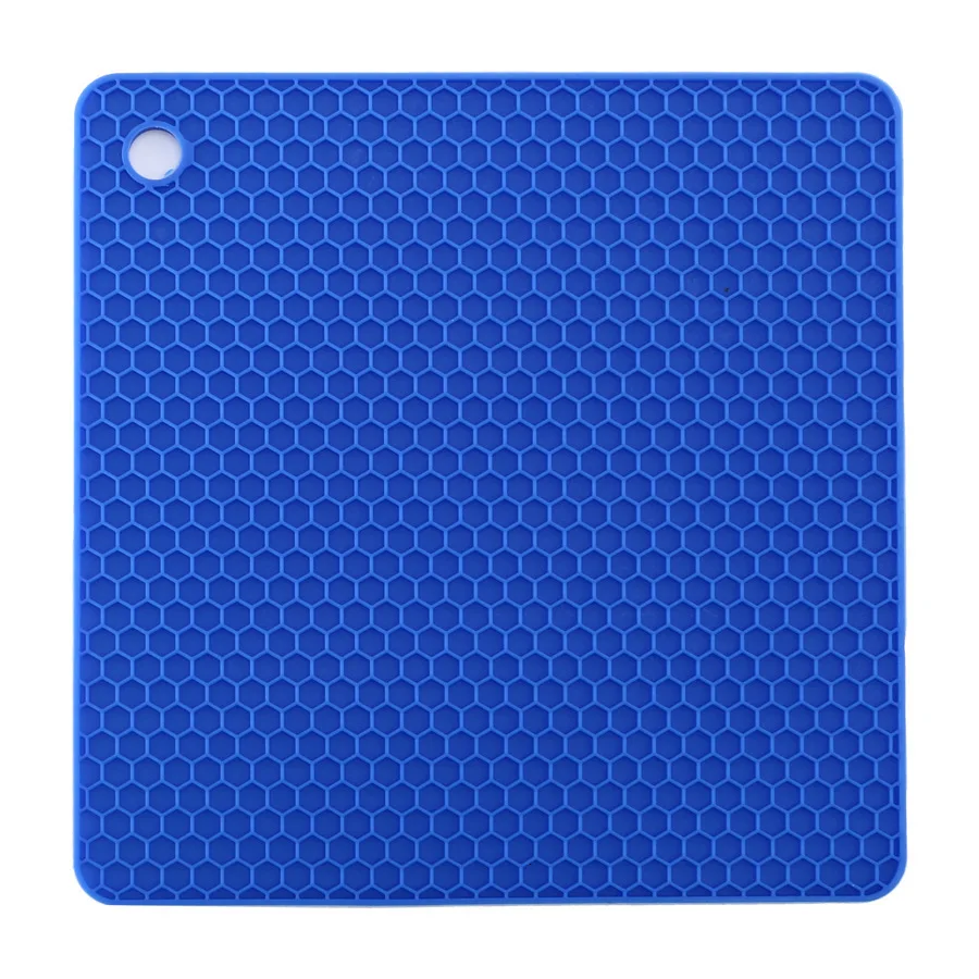 Blue 4 шт./лот, силиконовый коврик, квадратная подставка для горшков, термостойкий нескользящий Настольный коврик, Универсальная кухонная салфетка-подставка, аксессуар - Цвет: Blue
