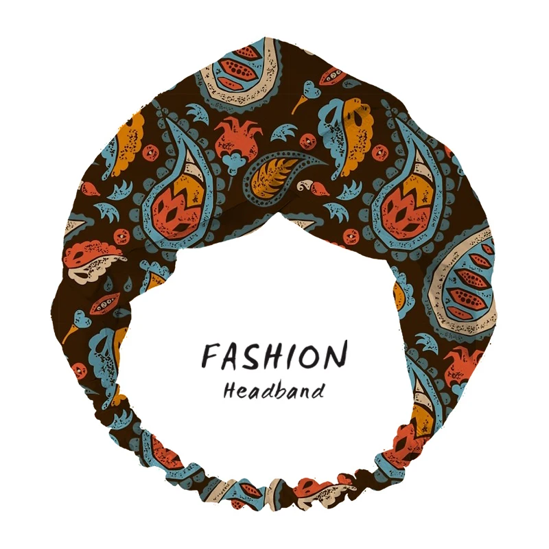 

2020 Brown Paisley Bandanas HairBands Women Hair Accessories Headband Hair band for Women Girls Headwear Headdress ladies Hoop