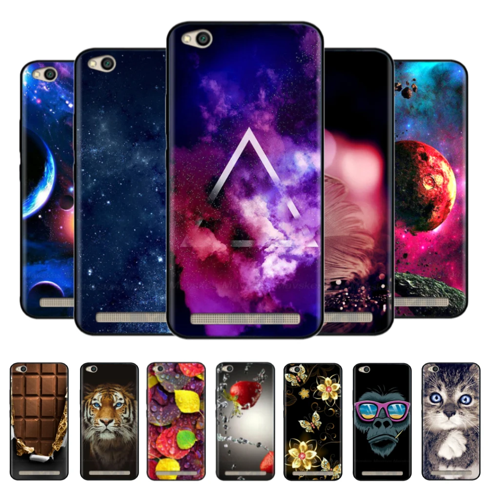 

Soft Silicone TPU Case for xiaomi Redmi 5A 5.0 inch Phone Case for Hongmi 5A Painted Cover for Redmi 5a 5A bumper Cat flower