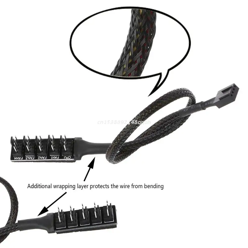 

1 To 5 4-Pin Molex TX4 PWM CPU Cooling Fan Splitter Adapter Braided Power Cable Dropship