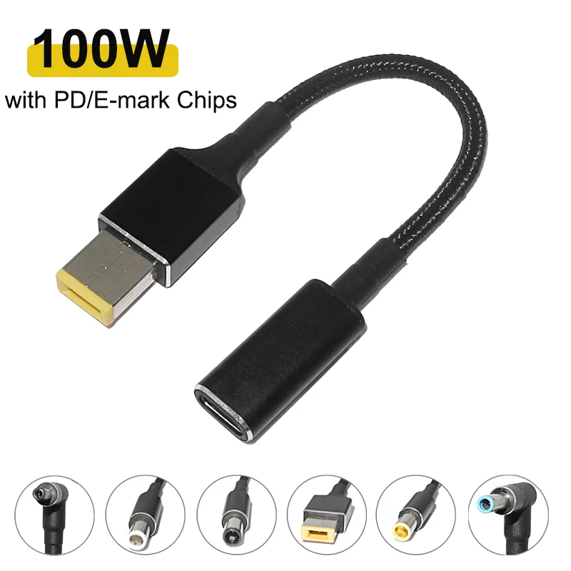 100W USB C PD to DC Universal Laptop Charger Converter Type C Fast Charging Adapter Cable Cord for Asus Lenovo Hp Dell Laptop