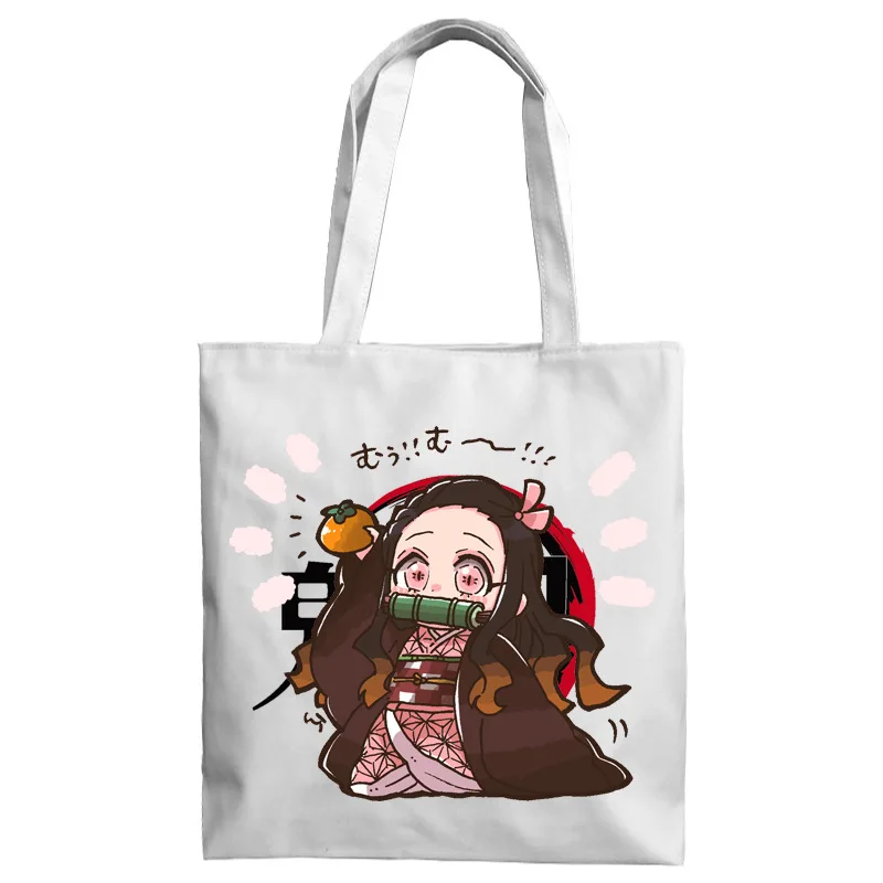 

Anime Handbag Demon Slayer Cosplay Canvas Handbag Unisex Student Shopping Bag Double-sided Color Printing Customizable Bag