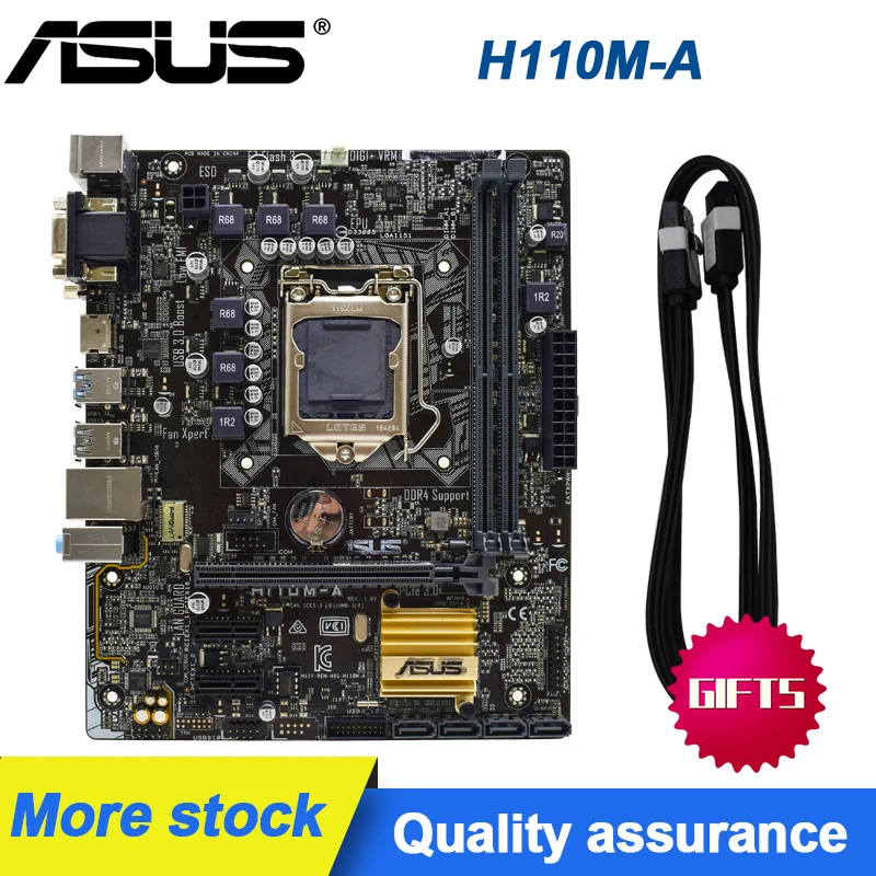 

ASUS H110M-A LGA 1151 PC Motherboards Intel H110 HDMI SATA 6Gb/s USB 3.0 Micro-ATX DDR4 Desktop Motherboards Kit