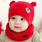 Новый шарф с капюшоном Ушная шапка вязаная шапка теплый медведь Круглая Шапка защита шапка с ушками милая детская зимняя шапка s наборы с шарфом