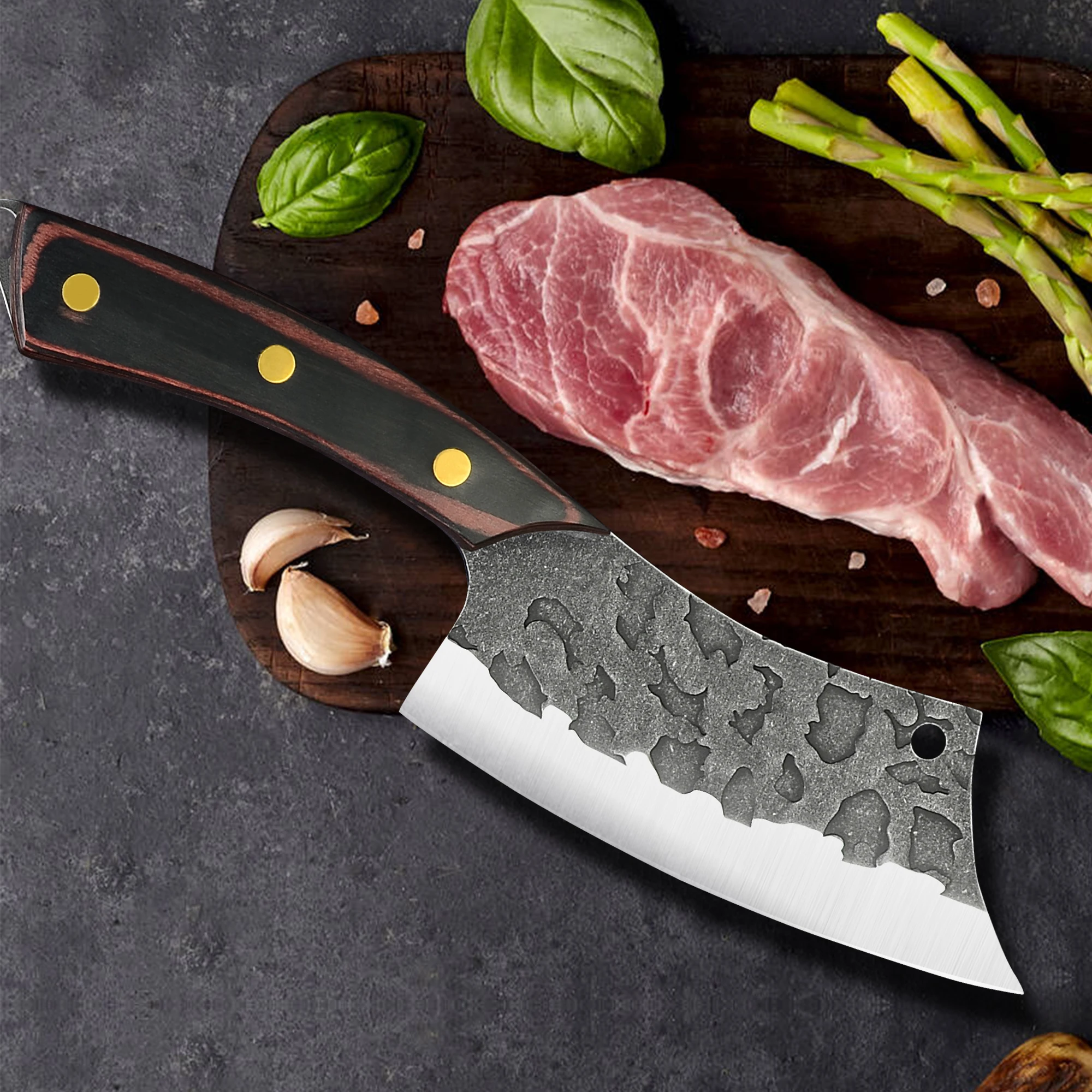 

Высококачественный 6-дюймовый мясницкий нож, кухонный инструмент для улицы, оболочка, кожаный чехол, полный Тактический охотничий нож, «сде...