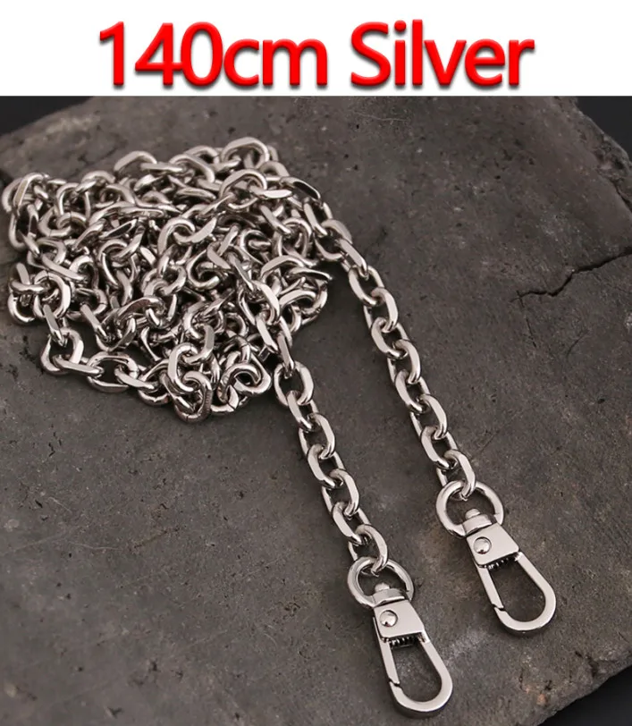 140cm Silver Светло 7 мм золото, пистолет черный, серебряный сменный кошелек цепь наплечный ремень через плечо для небольшой сумки, клатч Сумки DIY O цепи - Цвет: 140cm Silver