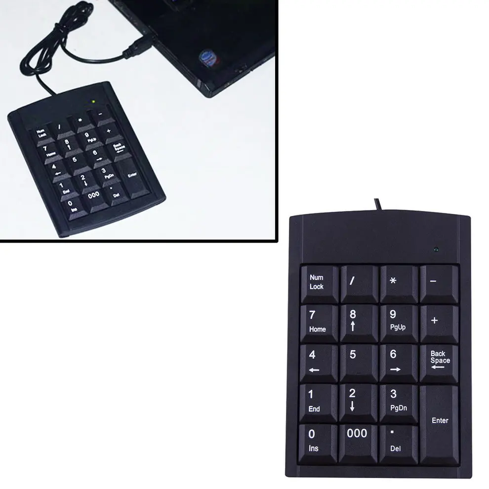 Мини USB клавиатура Проводная цифровая адаптер 19 клавиш для ноутбука ПК Windows 2000 XP
