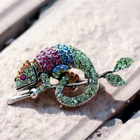 cute rhinestone chameleon brooch high grade animal pin clothing accessories jewelry brooches good gift