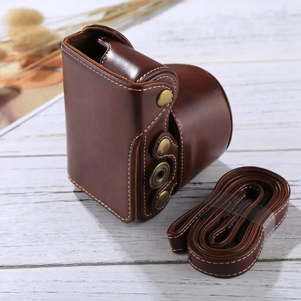 PU Leather Bag For Sony A5100 A5000 NEX-3N Full Body Camera Housing with Strap