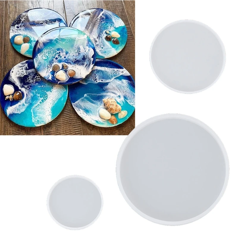

3Pcs Round Tray Coaster Epoxy Resin Mold Cup Mat Mug Pad Crafts Silicone Mould