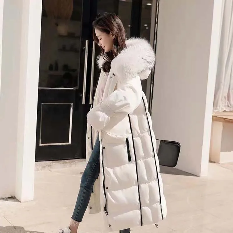Big Fur Collar Fashion Female Parker 2023 New Winter Loose Women Down Jacket Hooded Warm Thick Casual Women Down Jacket NBH549