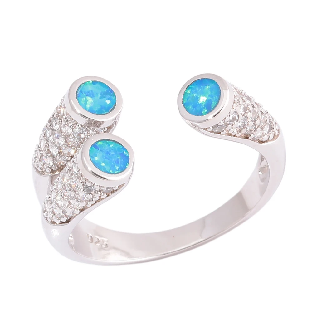 

CiNily Created Blue Fire Opal Zircon Silver Plated Wholesale Hot Sell Fashion for Women Jewelry Ring Size 8 OJ9613