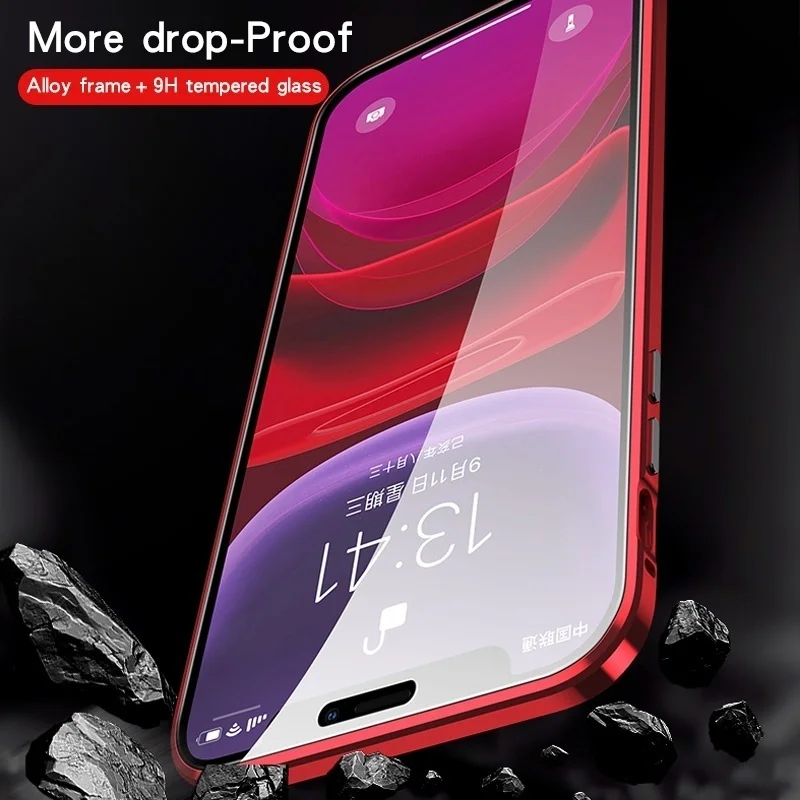 Магнитный металлический двухсторонний стеклянный чехол для телефона iPhone 12 Mini 11
