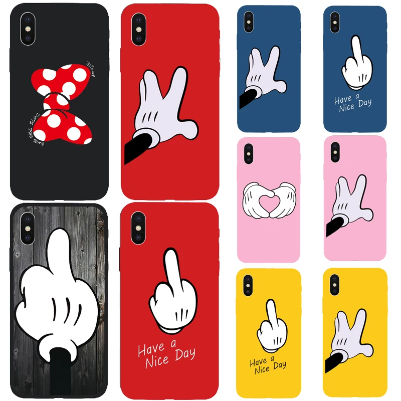 Women Mickey Minnie Cartoon Soft Phone Case for iPhone 7 8 Plus 6 s X Xs Max XR 5 5s SE Cover TPU Silicone Bags Funda |